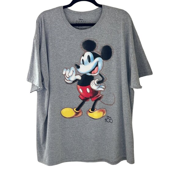 Disney Mickey Mouse T Shirt Retro Short Sleeve Heather Gray Adults Plus Size 2XL - Picture 1 of 15